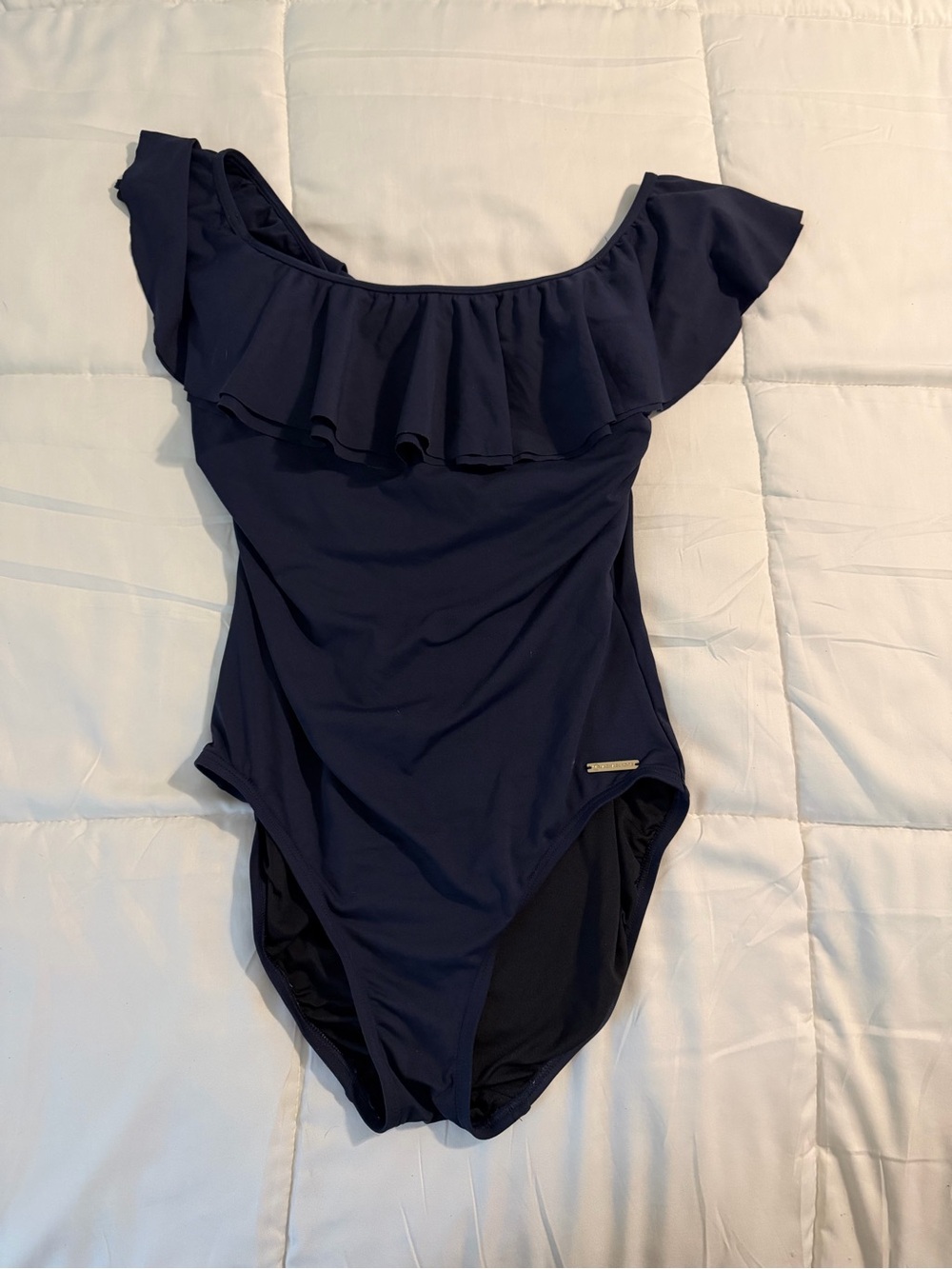 Michael Kors Navy Ruffle One-Piece Swimsuit